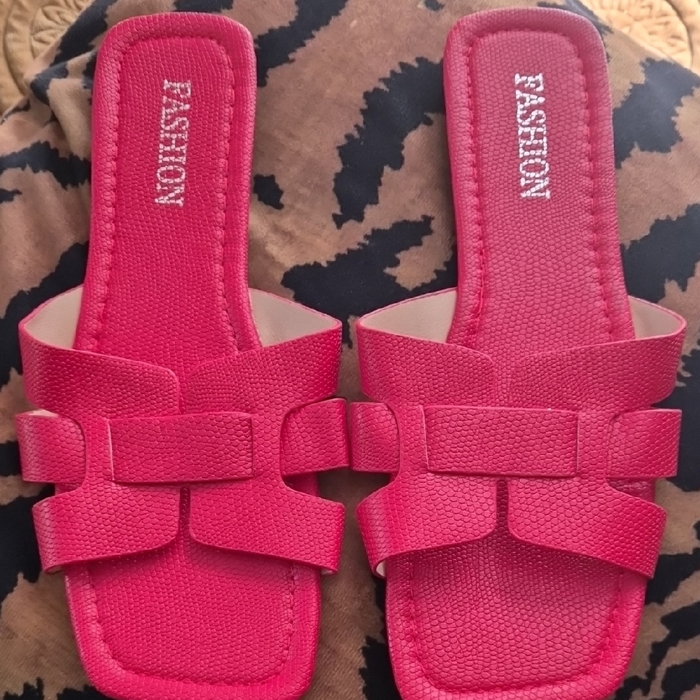 Women's Hot Pink Slide Sandals